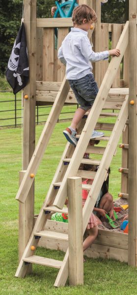 Treppe mit Handlauf für kleine Kinder Kiefer imprägniert für Podesthöhe 150 cm