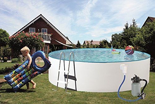 Pool Aufstellbecken-Set Splash 300x90 cm Stahlwandfarbe weiß mit Sandfilter