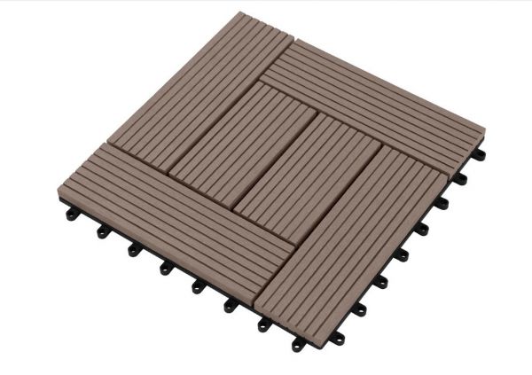 Terrassenfliese aus WPC schokobraun 30x30cm Holzfliese Balkonfliese 1m² Fliese 11 Stk. (1 Karton)