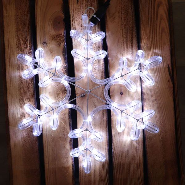 Schneeflocke Ø 35cm 12 LED kaltweiß beleuchtet blinken für Weihnachten