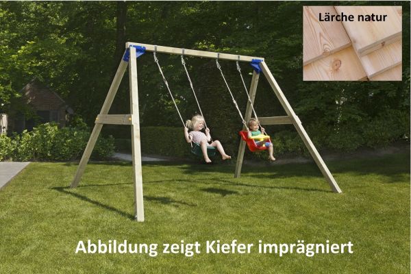 Premium Doppelschaukel FREESWING 270 cm Lärche natur Kinderschaukel