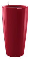 LECHUZA "RONDO Premium 40" Pflanzgefäß mit Erd-Bewässerungs-System, Scarlet Rot Hochglanz, 40 x 40 x
