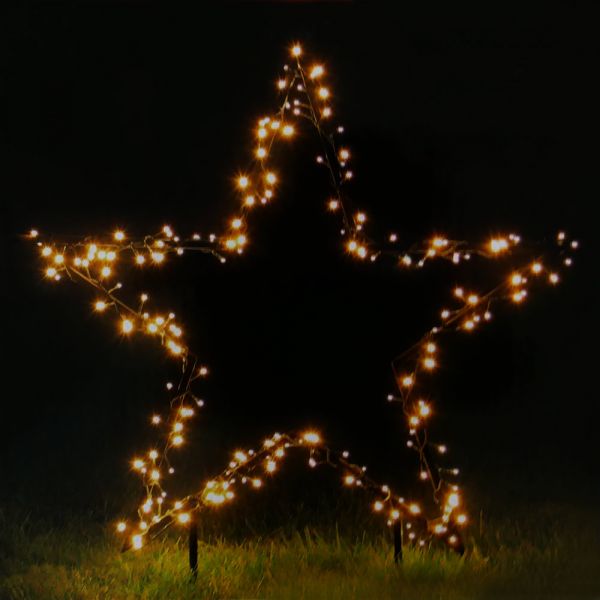 Gartenstern Ø 90 cm mit 230 LED beleuchtet Weihnachtsstern mit Erdspieß