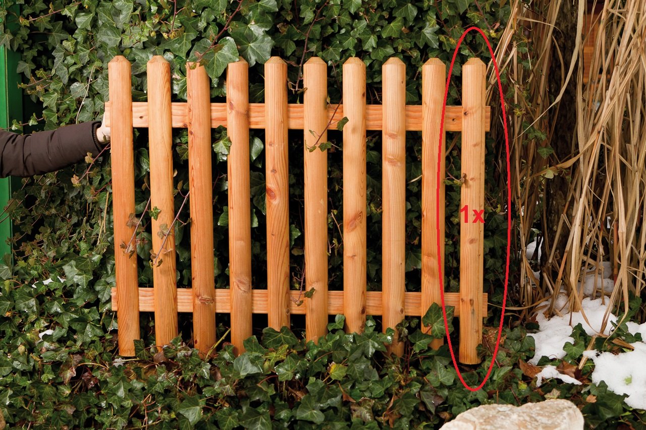 Gartenwelt Riegelsberger 50 Stück Premium Zaunlatte Typ A aus Lärchenholz 20x95 mm Höhe 80 cm sibirische Lärche Oben abgerundet
