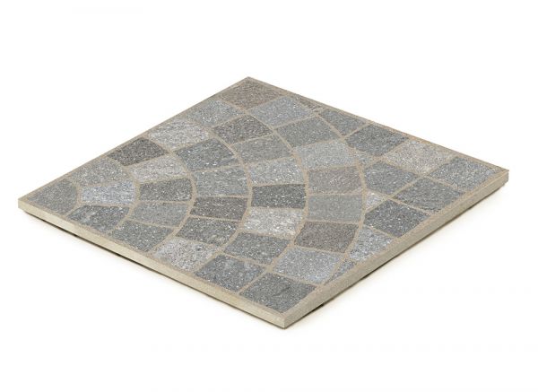 KERAMIKPLATTE CUBETTI VENTAGLIO PORFIDO GRIGIO 60x60x2 cm FEINSTEINUG MODERN 0,72 m², 2 STK.