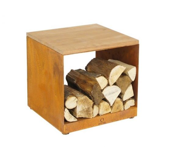 OFYR WOOD STORAGE Hocker Rostoptik Lagerregal Holzaufbewahrung