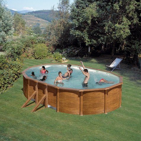 Pool-Set Feeling oval 500x300x120 cm Holzoptik