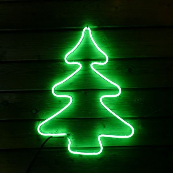 Tannenbaum 54 cm aus Neon-Lichtschlauch 240 LED hellgrün Lichtschlauchfigur Fensterfigur