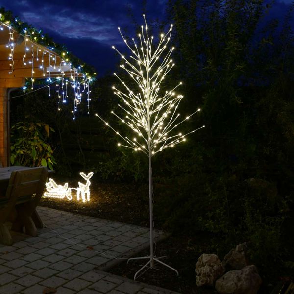 LED-Baum weiß mit 240 LED warmweiß für Weihnachten außen 240 cm hoch