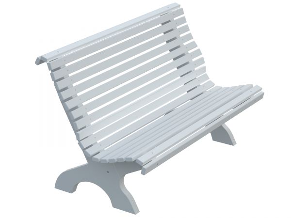 Gartenbank Athen 140x73xH87 cm mit Rückenlehne Sitzbank aus Fichtenholz weiß vorgrundiert