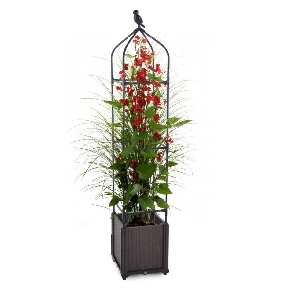 Blumenkasten Set mit Rankhilfe 3 Ebenen 30x30xH160 cm Pflanzgefäß für Garten Terrasse