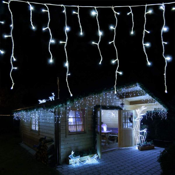 LED Eisregen Lichterkette Weihnachten - Kaltweiß