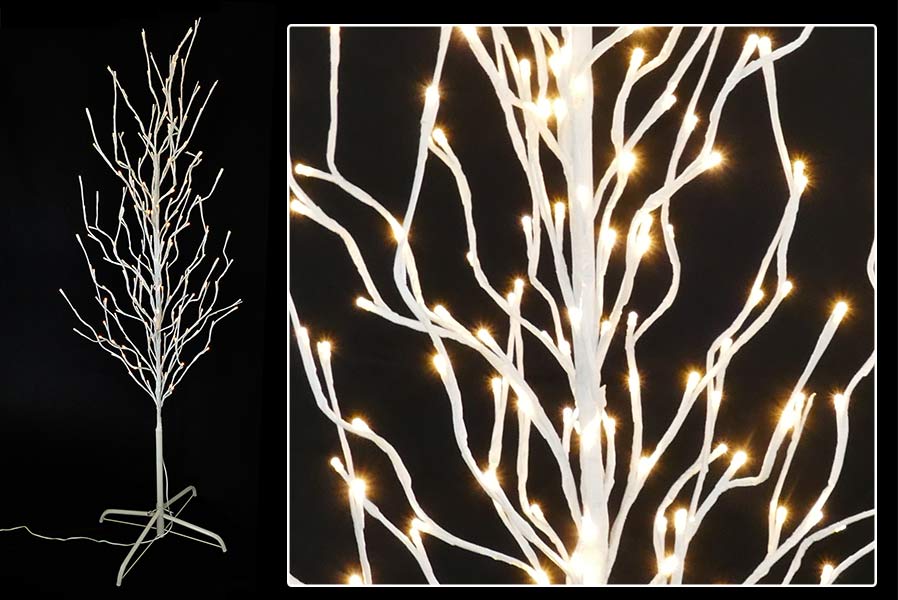 Festliche LED-Lichterbaum Birke 160 cm mit 200 warmweißen LEDs für innen  und außen