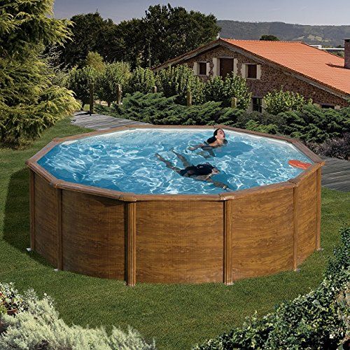 Pool-Set Feeling rund 460x120 cm Holzoptik