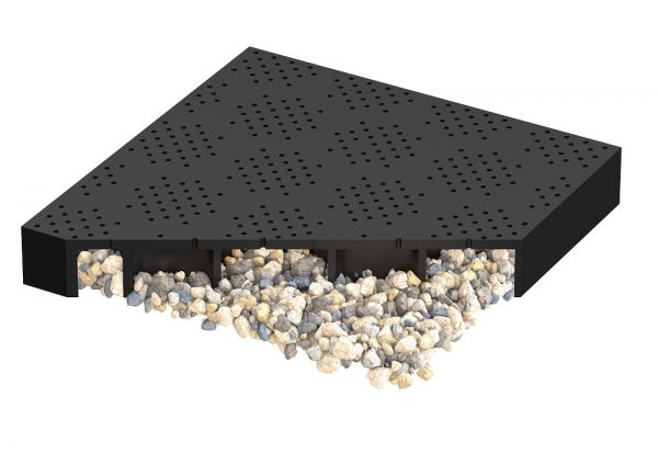 Stabilisierungsplatte 250x250x30 mm für Stelzlager bei weichen Böden Kiesmatte