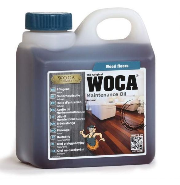 WOCA Pflegeöl natur 1 Liter - Erstpflege und Renovierung natur geölter Böden -
