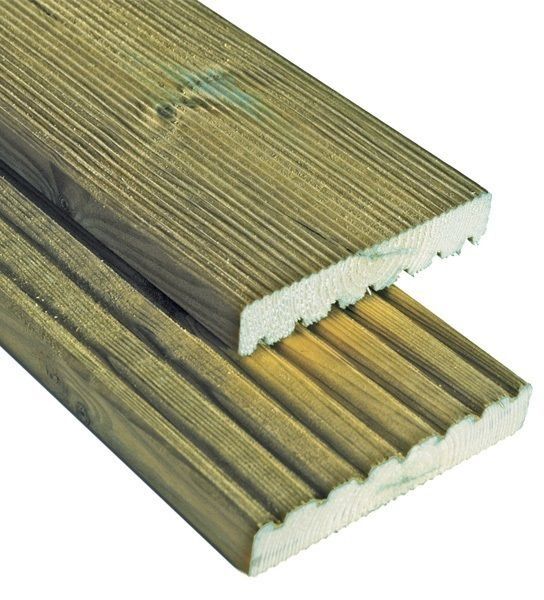 Terrassendiele Kiefer imprägniert 27x145x4000 mm Terrassenholz Kombi Dielen grob fein geriffelt