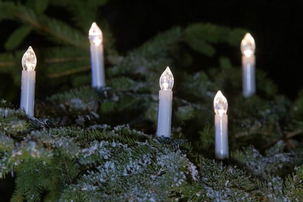 Weihnachtsbaum-Lichterkette 10 m mit 30 LED-Kerzen für innen und außen geeignet warmweiß
