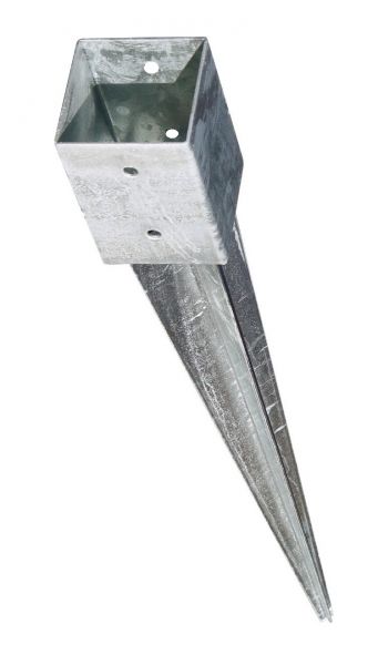 Einschlagbodenhülse 101x101x900 mm für Vierkantholzpfosten 100x100 mm, aus feuerverzinktem Stahl 2 m