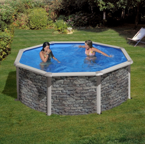 Pool-Set Feeling rund 300x120 cm Steinoptik