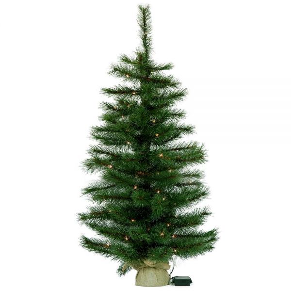 Künstlicher Weihnachtsbaum 90 cm mit 80 LED warmweiß batteriebetrieben Tischdeko Christbaum