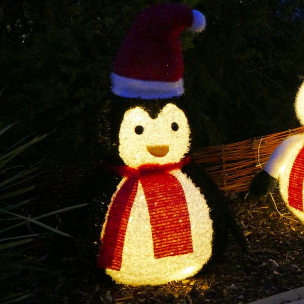 Pinguin 80 cm Gartenfigur LED warmweiß Weihnachtsbeleuchtung Figur außen