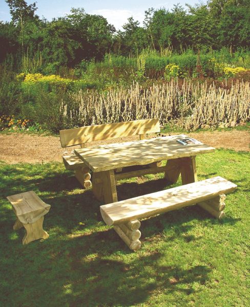 Gartenmöbel Garnitur LÜNEBURG imprägniert mit Tisch und Bänken