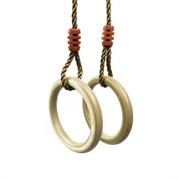 Professionelle Ringe aus Holz lackiert Turnringe Gymnastikringe Seilringe zum Aufhängen Ringe Ø190mm