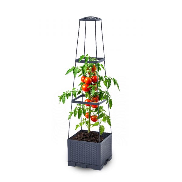 Blumenkasten Set mit Rankhilfe in Turmform 3 Ebenen 28x28xH115 cm Pflanzgefäß