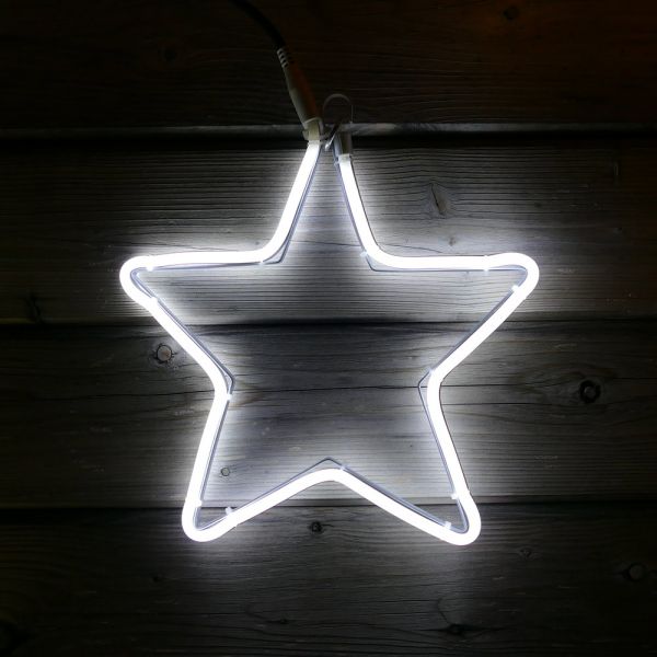 Stern 30x30 cm aus Neon-Lichtschlauch 120 LED kaltweiß Weihnachtsstern LED-Stern