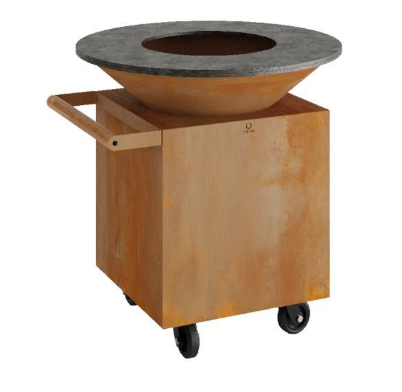 OFYR Classic Corten 100 PRO mit Rollen Feuerschale Feuerring Grillschale