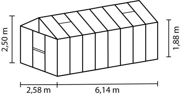 Gewächshaus Zeus 15700 ESG 3mm u. HKP 10mm, alu